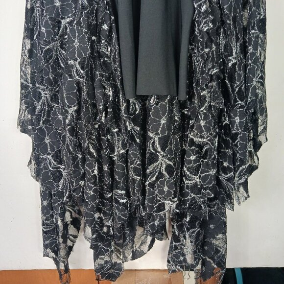 Black Cat Fashion Silk Blend Metallic Lace Midi Dress L Grunge - Picture 12 of 12